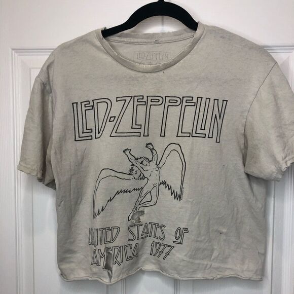 Led Zeppelin United States of America 1977 tour distressed crop tee shirt - Picture 5 of 15